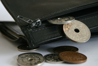 foto af mønter fra en pung